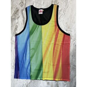 Suns Out Tank Shop Multi Colored Ombré Stripe Mesh Tank SZ XL